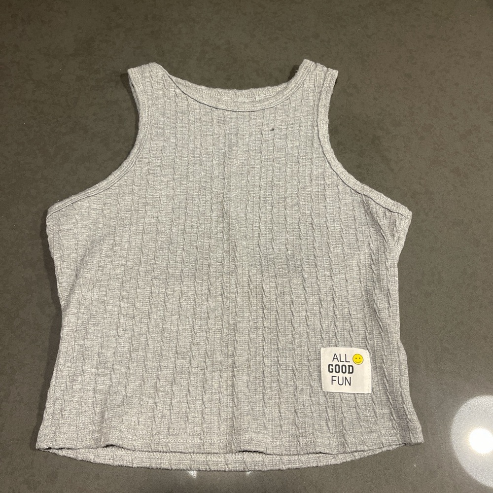 SHEIN Gray Ribbed Tank Top